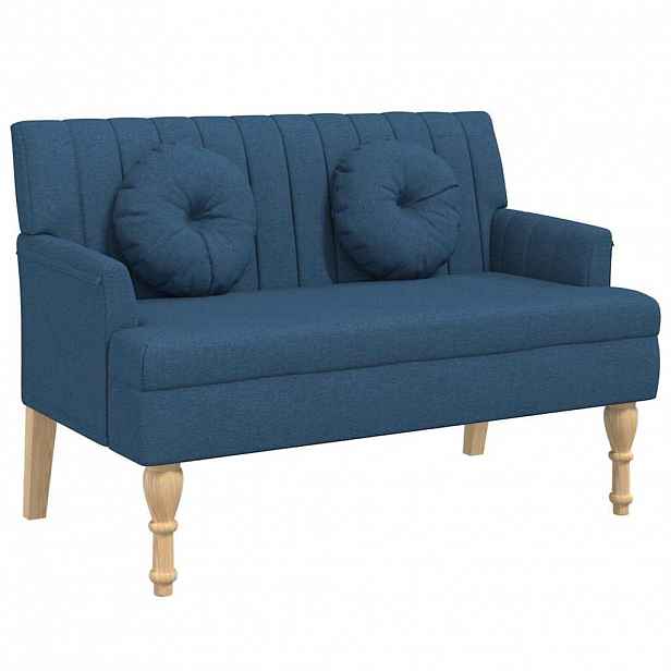 vidaXL Lavice s polštáři modrá 113 x 64,5 x 75,5 cm textil