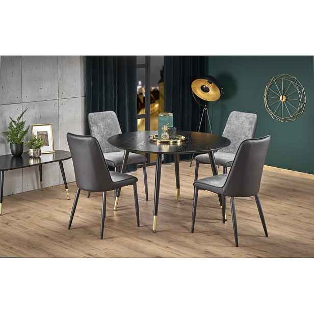 Jídelní stůl EMBOS 120 cm černá / zlatá Halmar