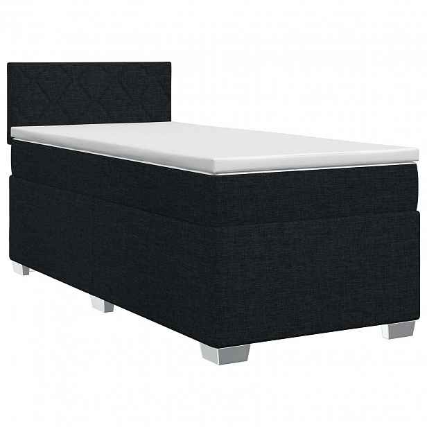 vidaXL Postel boxspring s matrací s čelo Černá 100 x 200 cm Textil