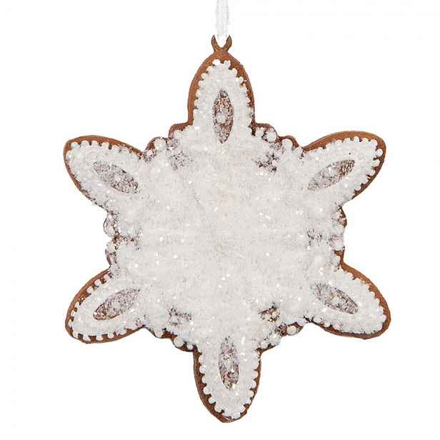 Závěsná dekorace perníková vločka Frosted Ginger - 9*1*10 cm Clayre & Eef