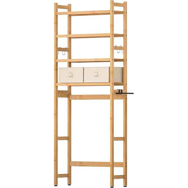 Koupelnový regál Yorbay bambusový nad Wc 4 police 2 koše 59x23x166 cm