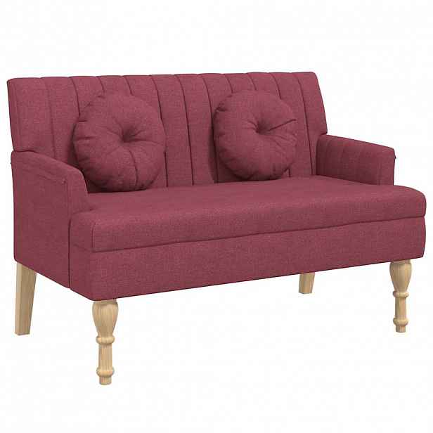 vidaXL Lavice s polštáři vínová 113 x 64,5 x 75,5 cm textil