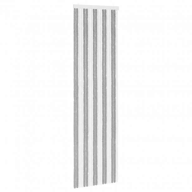vidaXL Záclona proti hmyzu Chenille Šedá a bílá 56 x 200 cm 100% PP