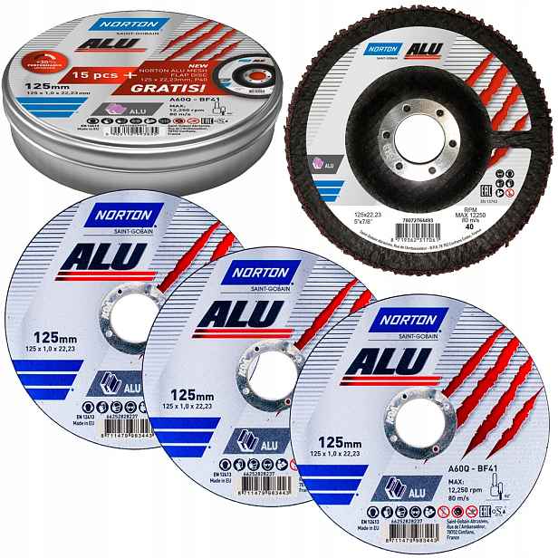 15ks kotouč na hliník 125x1 mm Norton Alu lamela 125 mm 40