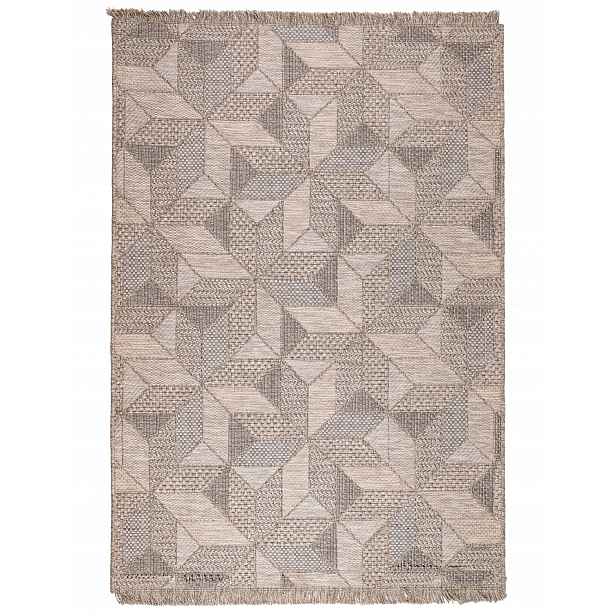 Koberec boho s třásněmi Oria 200x280 cm Geometrický béžový