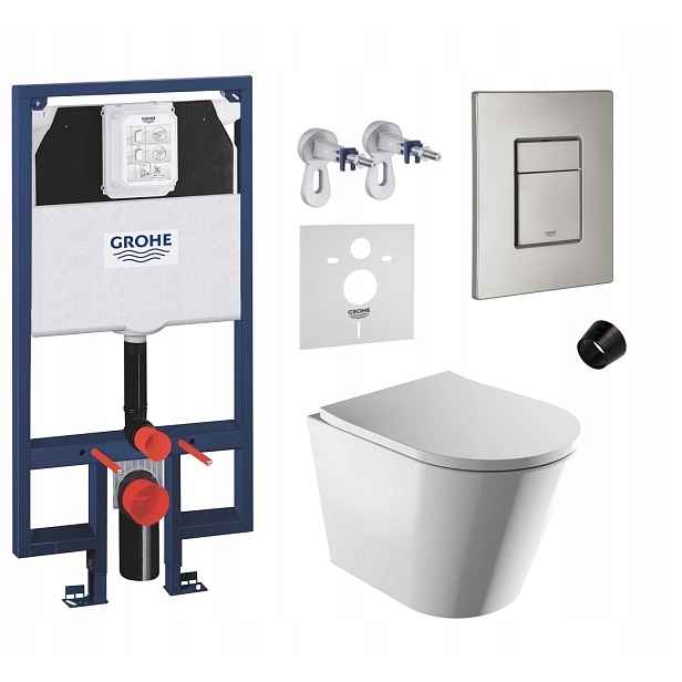 Sada Wc, Stelaz Grohe Slim Wc Mísa Rim Silent Omnires Tlačítko ocel