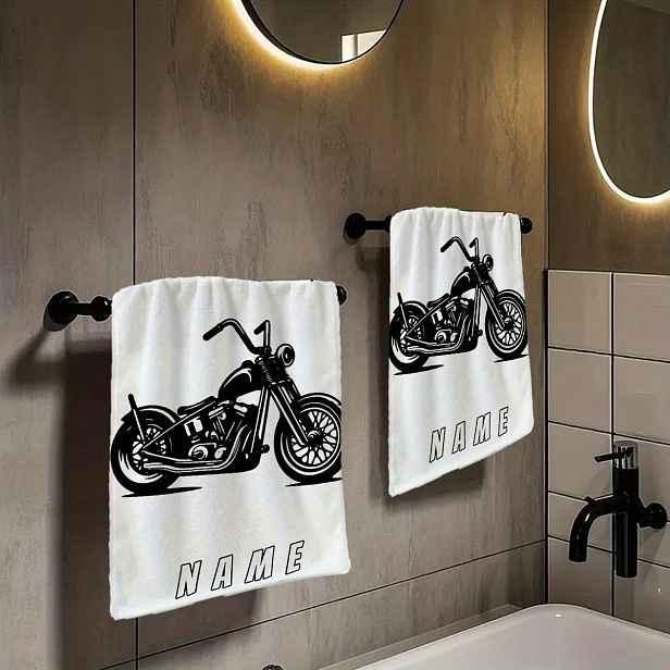 TEMU 1ks Ručník s Vlastním Jménem a Motocyklovým Anime Designem - Rychleschnoucí Koupelový Ručník Vhodný na , Dárky, Párty, pro Venkovní Použití,