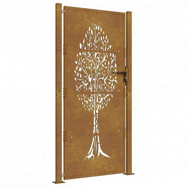 vidaXL Zahradní branka 100 x 175 cm z cortenové oceli, design stromu