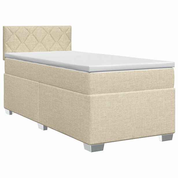 vidaXL Postel boxspring s matrací s čelo Krémová 100 x 200 cm Textil