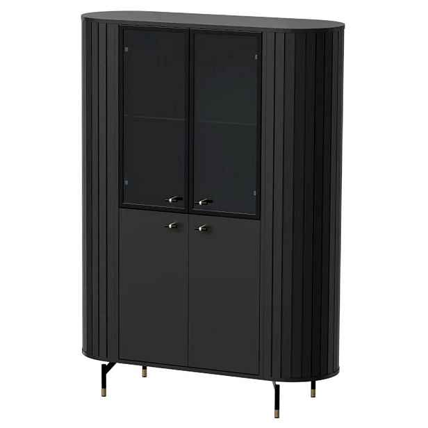 Idohome VITRÍNA SENTO rýhovaná z MDF, černá