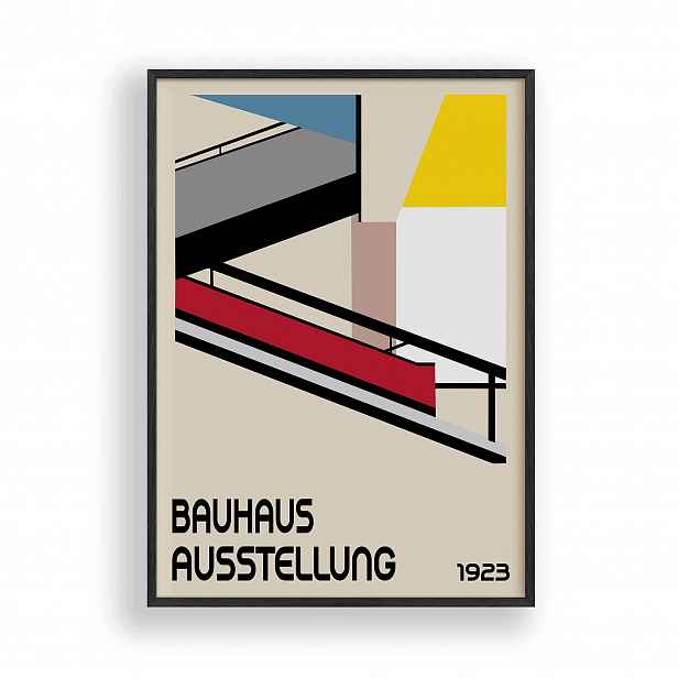 Obraz Bauhaus Architektura Plakát Rámeček Dřevěný Černý 30x42 cm