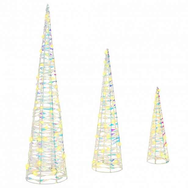 vidaXL Vánoční stromeček 3 ks 90 LED Teplá bílá 20 x 20 x 80 cm PET