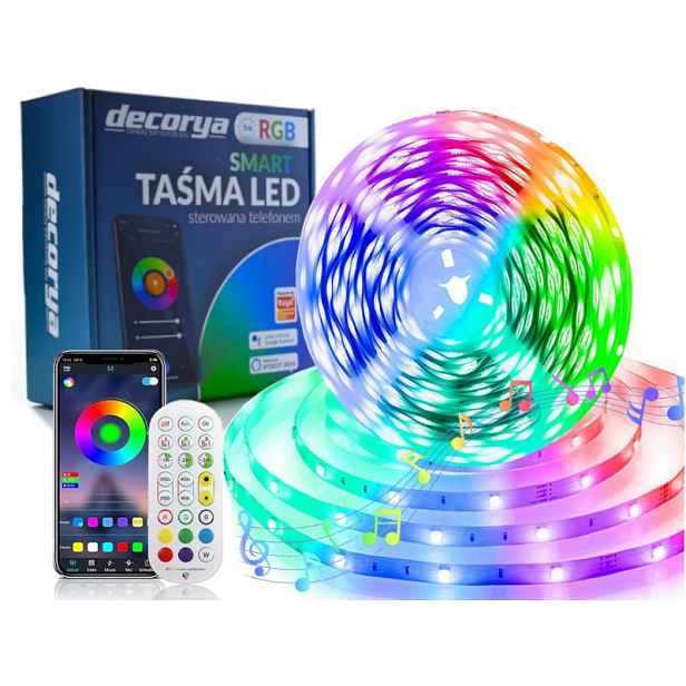 Voděodolná Rgb páska 5 m pro chytrý telefon Dálkový Ovladač Bonus