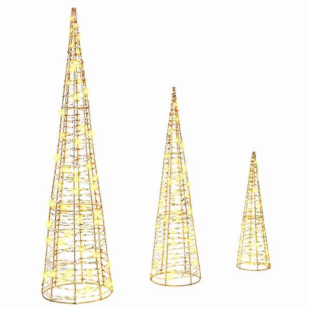 vidaXL Vánoční stromeček 3 ks 90 LED Teplá bílá 20 x 20 x 80 cm PET