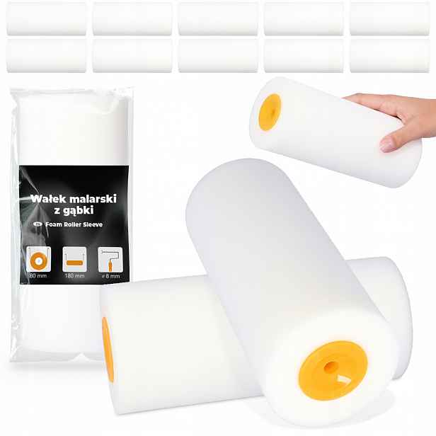 10x Malířský Váleček 18 cm Pěnová Houbová vložka Zásoba kovu Dřevěná stěna
