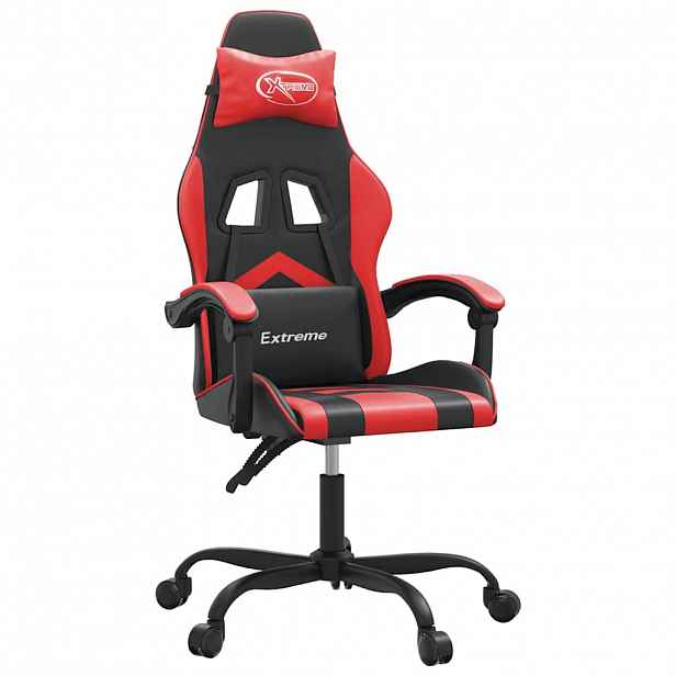 vidaXL Otočná herní židle černá a červená umělá kůže