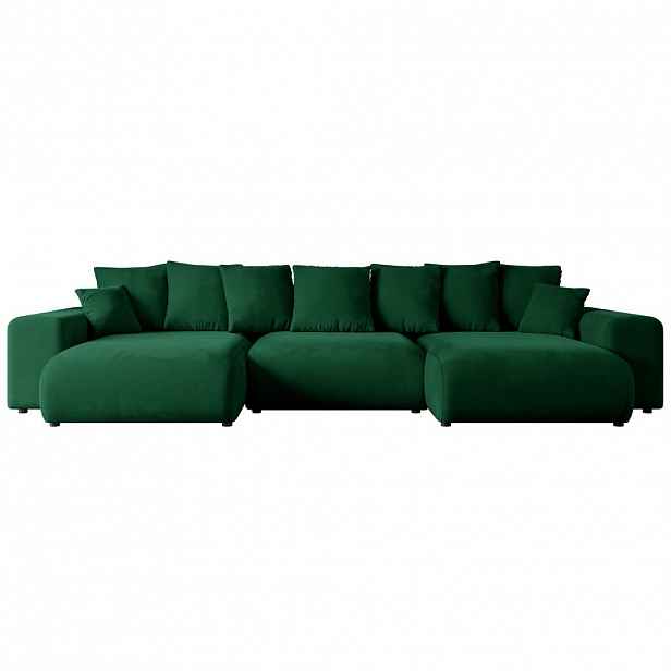 ALTDECOR SEDACÍ SOUPRAVA s funkcí lůžka ESKAR-U – 364 x 176 x 72 cm, zelený velur