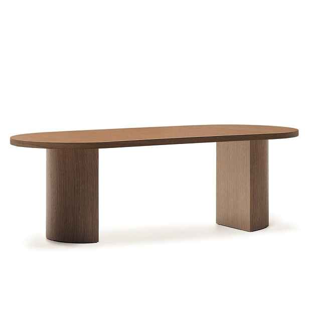 Kulatý jídelní stůl s deskou v dekoru ořechového dřeva 100x240 cm Nealy – Kave Home