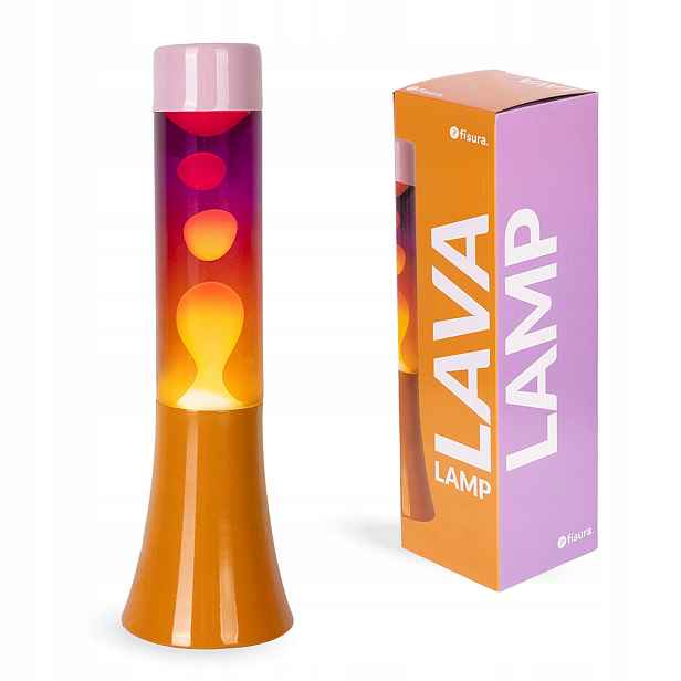 Růžová lávová lampa s oranžovou základnou Fisura 9 x 9 x 30 cm