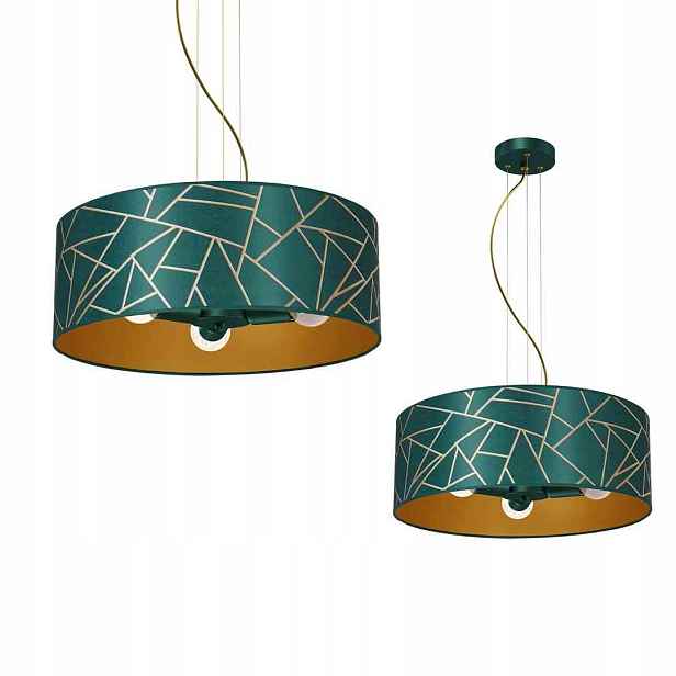 Závěsná lampa Ziggy White Gold/Bottle zelená 3xE27