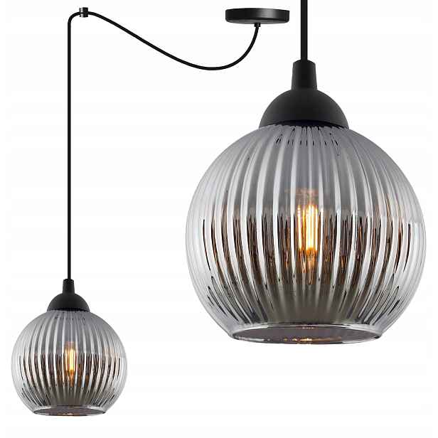 Závěsná Stropní Lampa Lustr E27 Pavouk Černý Loft Grafit Skleněná Koule
