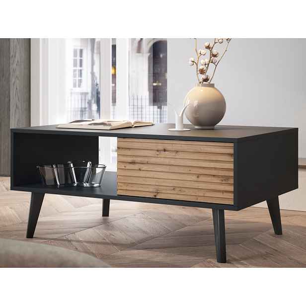 Konferenční stolek se zásuvkami Willow, černý/dub artisan