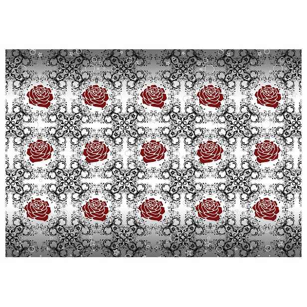 Vliesová fototapeta Červené růže ornament šedá 350x250 lepidlo
