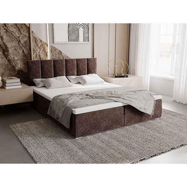 Čalouněná postel 140x200 ELSIE 4 s úložným prostorem - světle hnědá