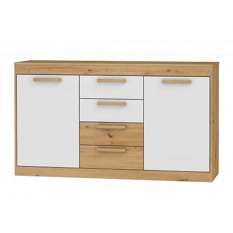 Komoda 2D4S MAXIM 08, dub artisan/bílý lesk
