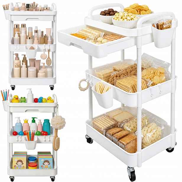 Pojízdný Kuchyňský Regál Kancelářský Stolek Na Kolečkách Ovoce Zelenina Vozík Loft