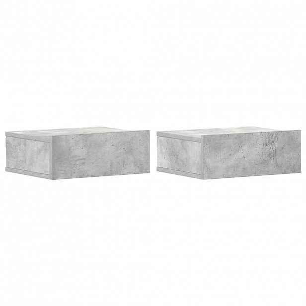 vidaXL Plovoucí noční stolky 2 ks betonově šedé 40x30x15 cm kompozit
