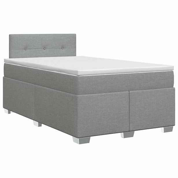 vidaXL Postel boxspring s matrací Světle šedá 120 x 190 cm Textil