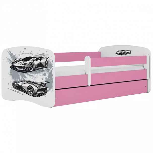 Dětská postel Babydreams+SZ+M růžová 70x140 auto