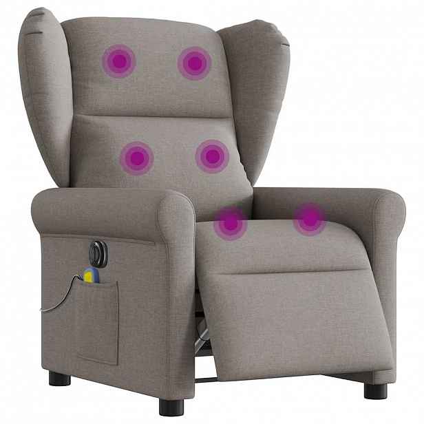 vidaXL Elektrické masážní polohovací křeslo taupe textil