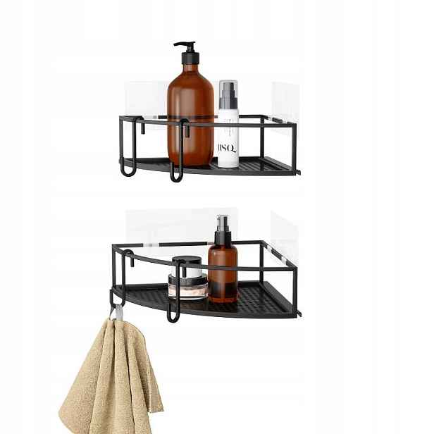 Rohové police do koupelny pod sprchu černé Cubiko moderní loft