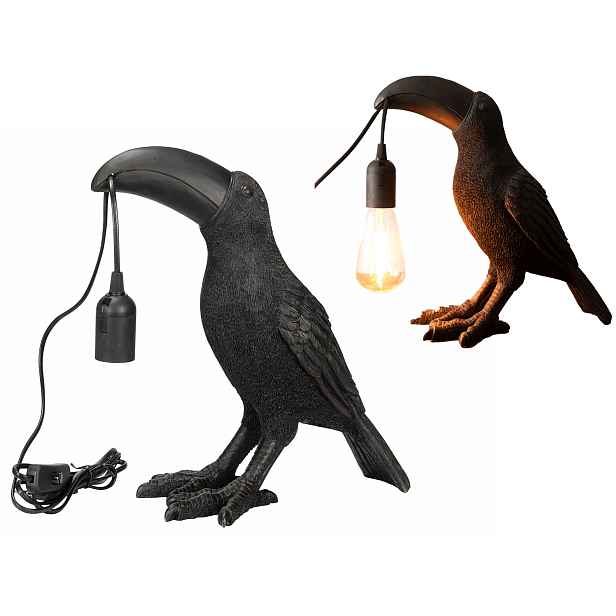 Stojací Lampa Tukan stolní černá matná ozdoba do obývacího pokoje