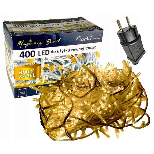 Vánoční Osvětlení Na Stromeček 400 Led Bílý Kabel Na Vánoční Stromeček Bílý 21,5 M IP44