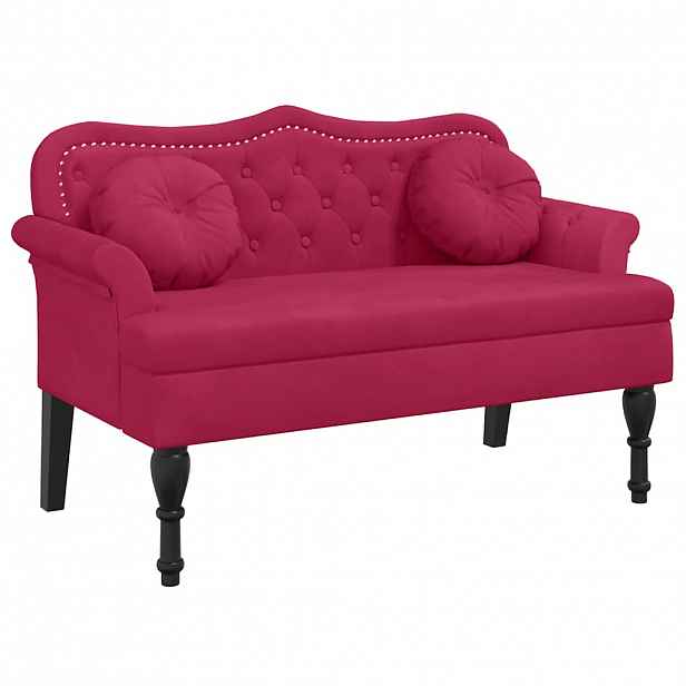 vidaXL Lavice s polštáři vínová 120,5 x 65 x 75 cm samet