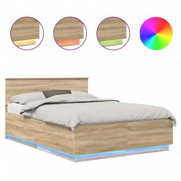 vidaXL Rám postele s čelo Sonoma dub 150 x 200 cm Kompozitní dřevo