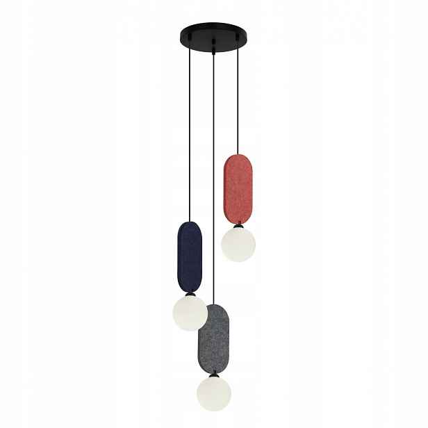 Závěsná lampa Lorenzo Červená 3xG9 30 cm Plst Regulace výšky Italux
