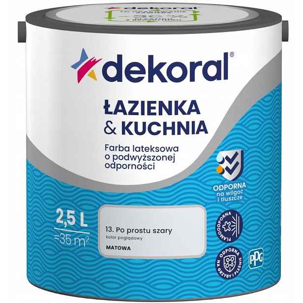Barva omyvatelná Dekoral 2,5L Prostě Šedá Matná