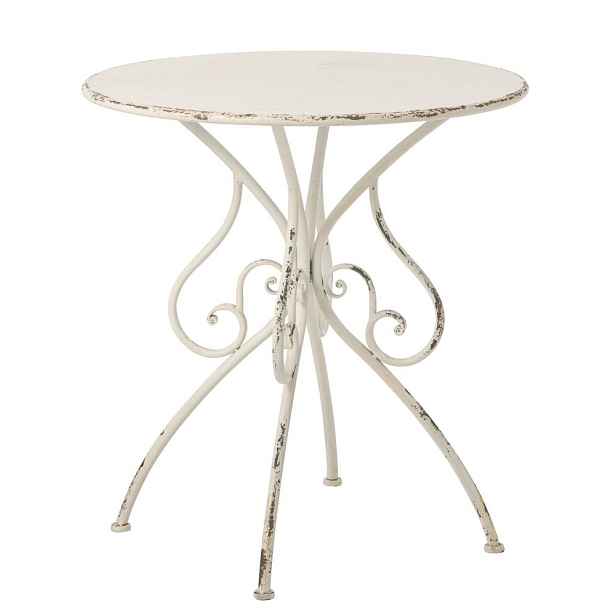 Bílý antik kovový zahradní stůl Vintage Romance – 60*60*76 cm J-Line by Jolipa