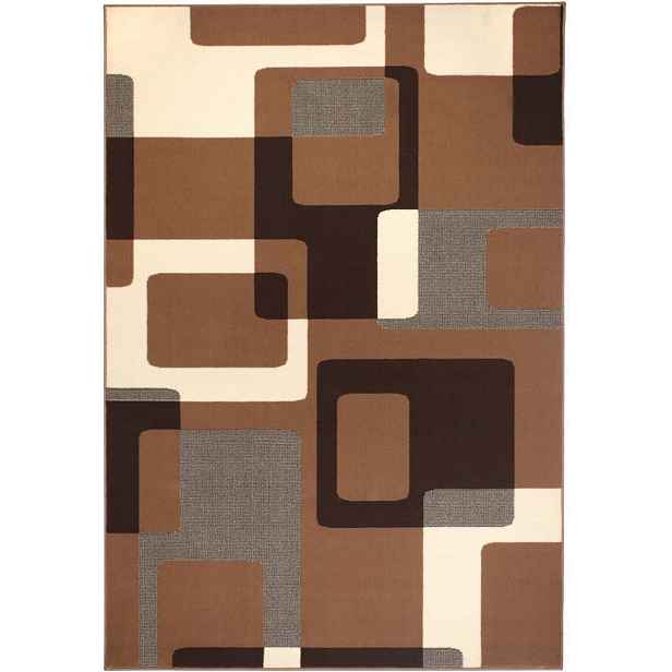 Moderní hnědo krémový koberec do obývacího pokoje s měkkým vlasem 120 x 170 cm