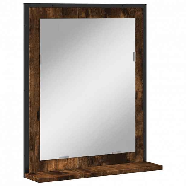 vidaXL Koupelnové zrcadlo s poličkou kouřový dub 50x12x60 cm kompozit
