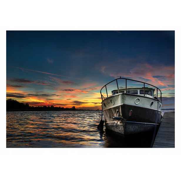 Fototapeta Loď Jezero Západ Slunce 416x254
