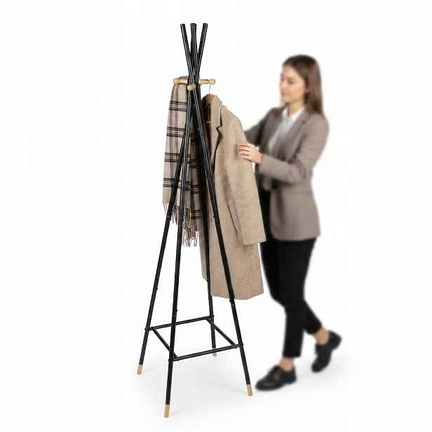Stojanový věšák Loft 170 cm Kovový Černý Na Bundy Kabáty Oblečení