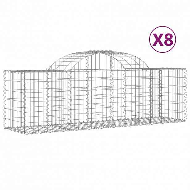 vidaXL Klenuté gabionové koše 8 ks 200x50x60/80 cm pozinkované železo