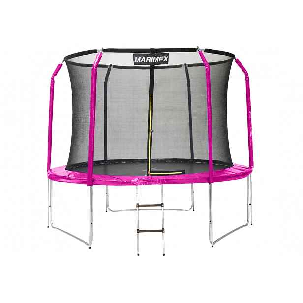 Trampolína Marimex 305 cm růžová + vnitřní ochranná síť + schůdky ZDARMA
