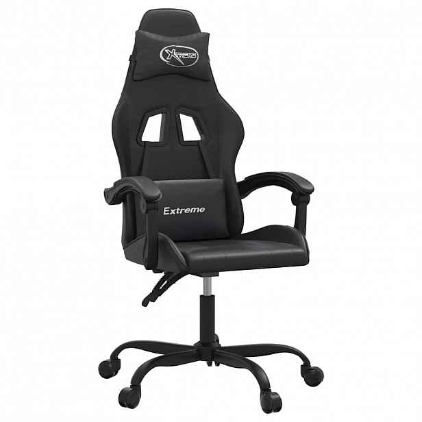 vidaXL Otočná herní židle s podnožkou černá umělá kůže