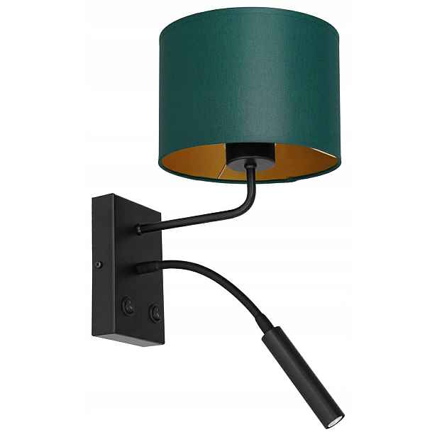 Nástěnná lampa Arden zelený zlatý válec 1xE27+G9 nastavitelná